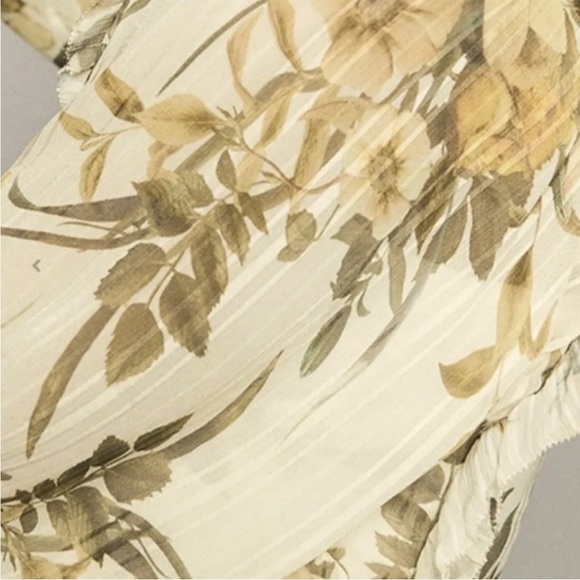 Reiss Alandra Floral Print Blouse Lightweight Top Semi Sheer Crinkle Finish Sz 4 - Picture 3 of 14